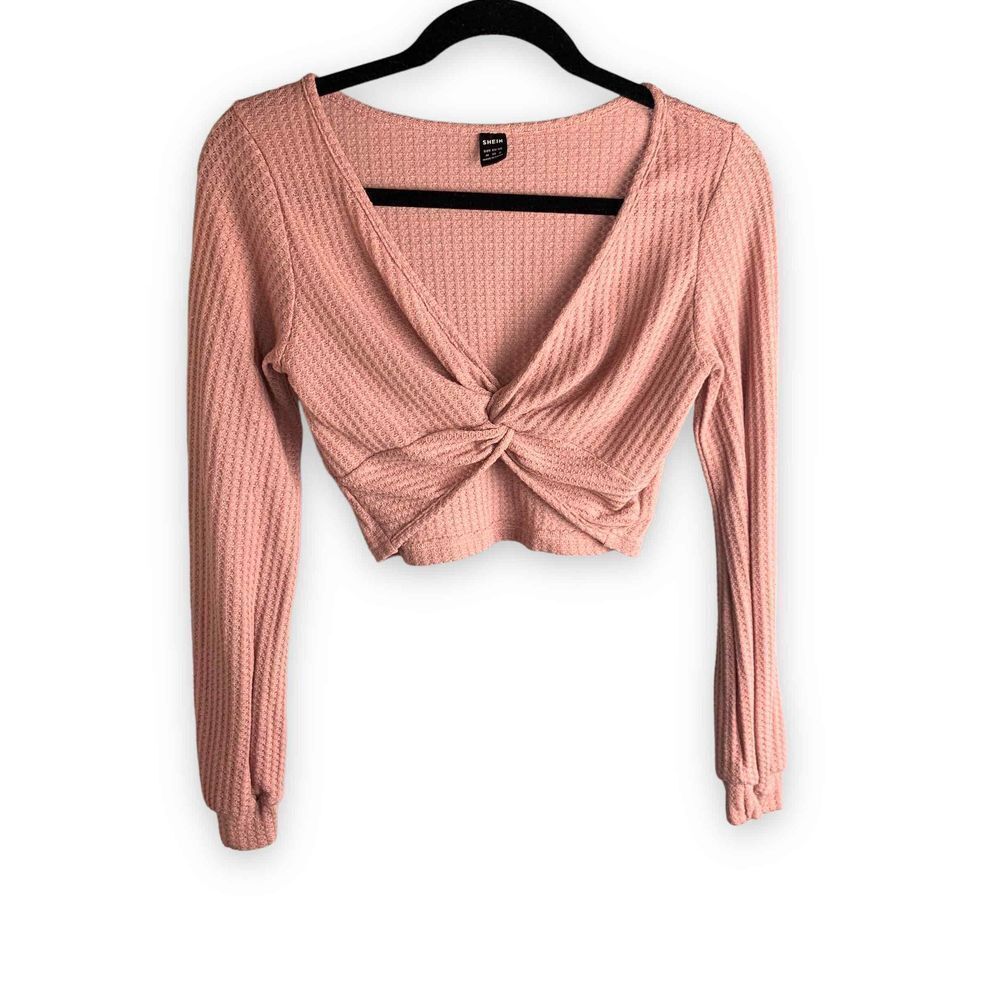 Waffle Weave Long Sleeve Crop Top
